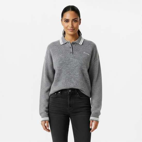 Блуза С Яка Jack Wills Women's Knitted Long Sleeve Polo Shirt  