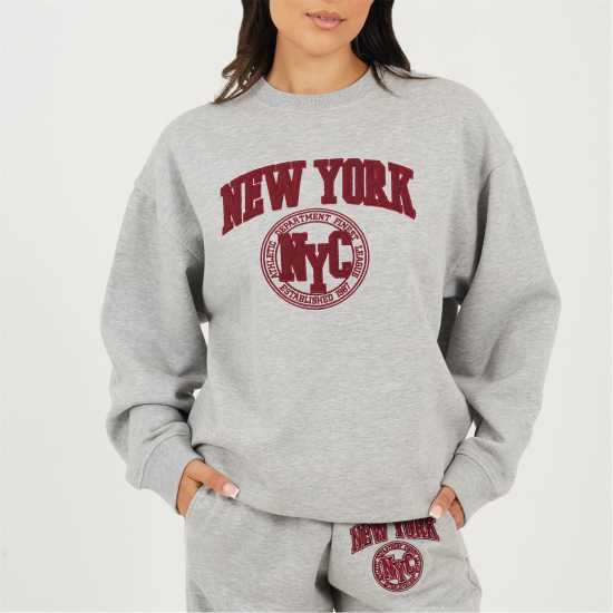 Brave Soul Блуза Обло Деколте Bs Womens Crew Neck Sweatshirt With New York Embroidery.  