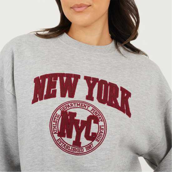 Brave Soul Блуза Обло Деколте Bs Womens Crew Neck Sweatshirt With New York Embroidery.  