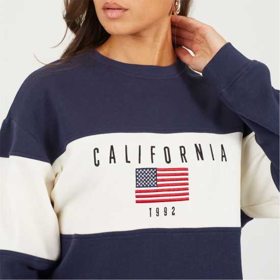 Brave Soul Блуза Обло Деколте Bs Womens Crew Neck Sweatshirt With California Embroidery.  