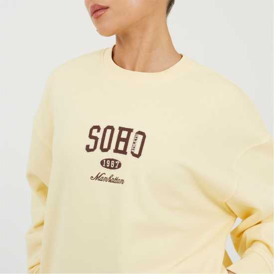 Brave Soul Блуза Обло Деколте Bs Womens Crew Neck Sweatshirt With Soho Chest Print  