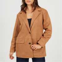 Brave Soul Bs Womens Faux Suede Tan Blazer  