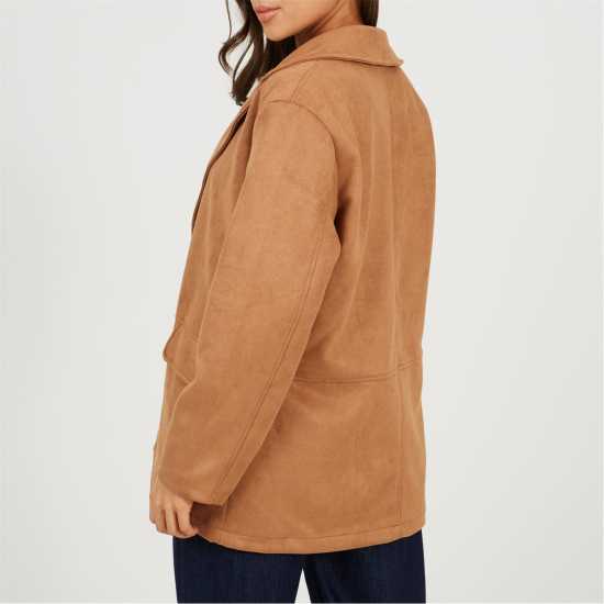 Brave Soul Bs Womens Faux Suede Tan Blazer  