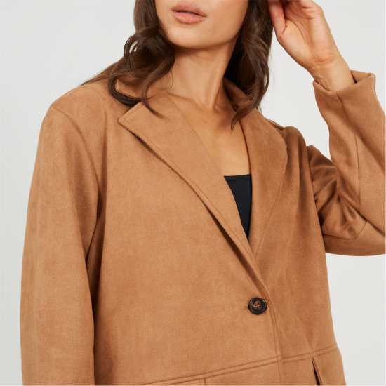 Brave Soul Bs Womens Faux Suede Tan Blazer  