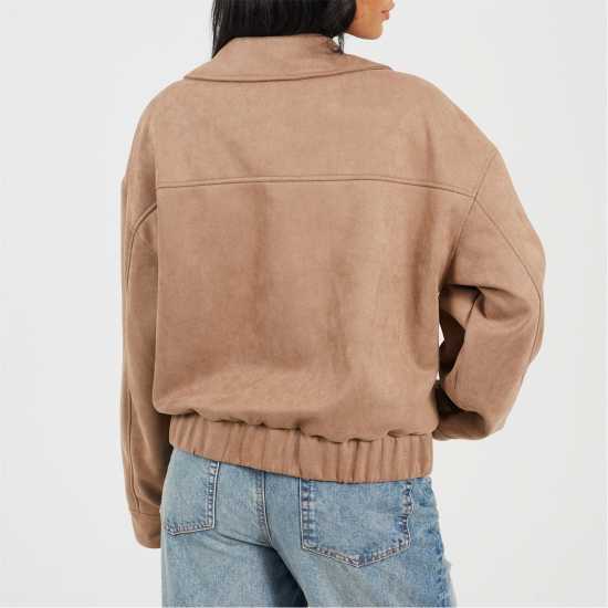 Brave Soul Пилотско Яке Bs Womens Fauz Suede Bomber Jacket With Collar Brave Soul Пилотско Яке Bs Womens Fauz Suede Bomber Jacket With Collar