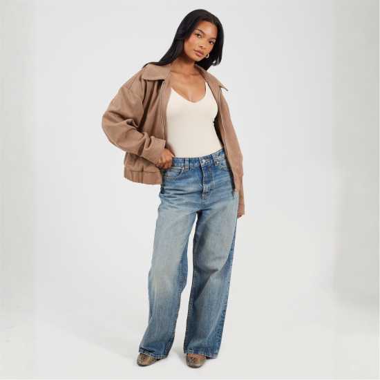 Brave Soul Пилотско Яке Bs Womens Fauz Suede Bomber Jacket With Collar Brave Soul Пилотско Яке Bs Womens Fauz Suede Bomber Jacket With Collar