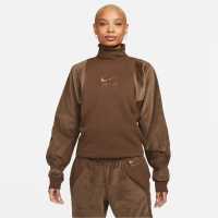 Nike Air Women's Corduroy Fleece Top Cacao/Brown Дамски суичъри и блузи с качулки