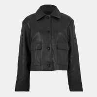 Biba Кожено Яке Collar Leather Jacket Black 