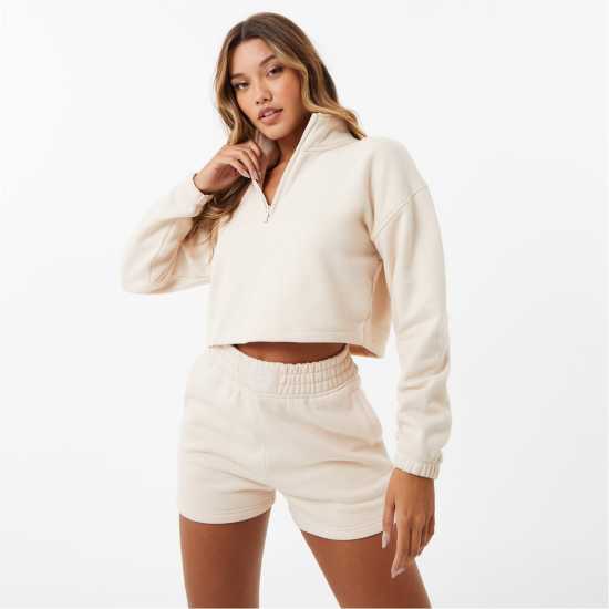 Дамски полар Everlast Quarter Zip Fleece Top Womens Камък Everlast Quarter Zip Fleece Top Womens Камък Дамски полар