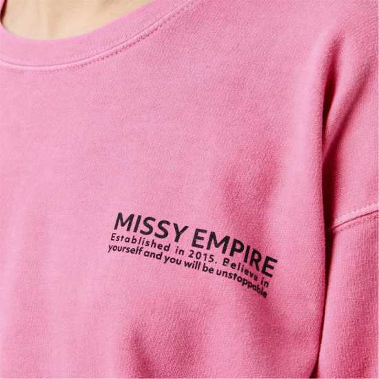 Missy Empire Pink Missy Empire Text Oversized Sweatshirt  Дамски пуловери