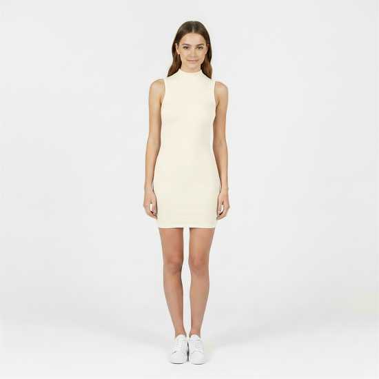 Jack Wills Women's High Neck Mini Knitted Jumper Dress Винтажно бяло 