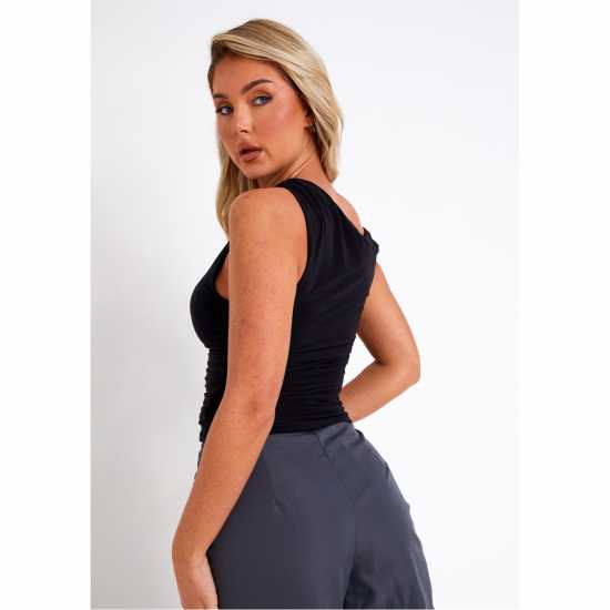 Missy Empire Super Soft Off The Shoulder Top Черно Дамски тениски с яка