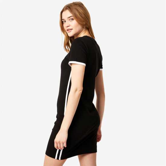 Jack Wills Goodrington Side Stripe Ringer Mini Dress Black Дамски поли и рокли
