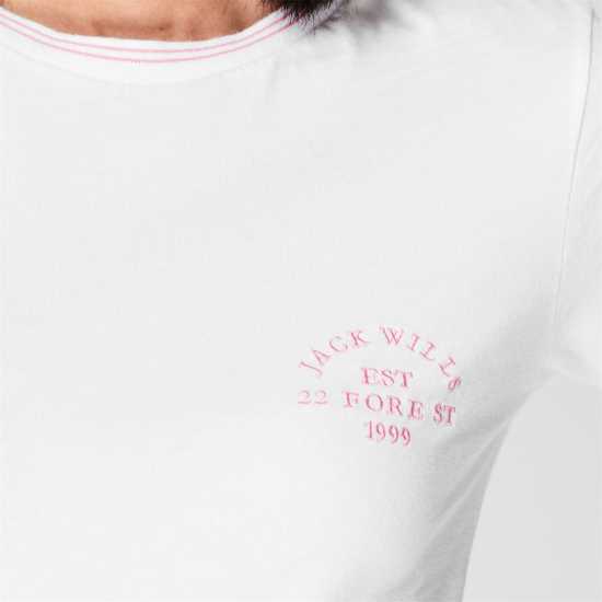 Ключодържател Jack Wills Trinkey Ringer T-Shirt White Дамски тениски и фланелки