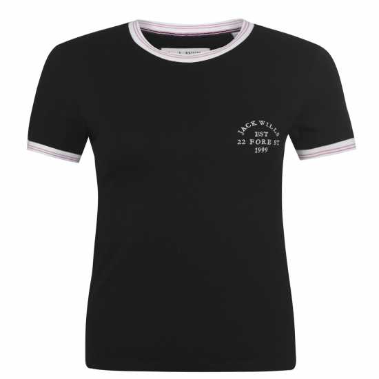 Ключодържател Jack Wills Trinkey Ringer T-Shirt Black Дамски тениски и фланелки