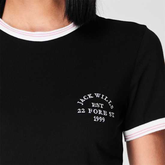 Дамски тениски и фланелки Ключодържател Jack Wills Trinkey Ringer T-Shirt Черно Ключодържател Jack Wills Trinkey Ringer T-Shirt Черно Дамски тениски и фланелки