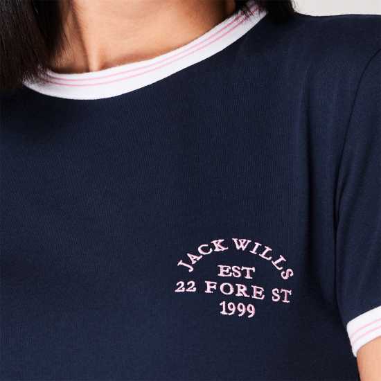 Ключодържател Jack Wills Trinkey Ringer T-Shirt Морска синьо Дамски тениски и фланелки