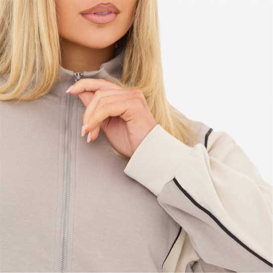 I Saw It First Contrast Panel Zip Up Top  