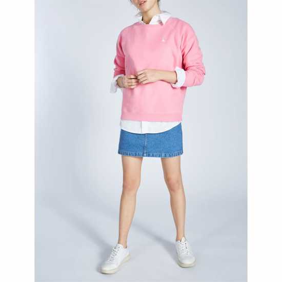 Jack Wills Astbury Raglan Crew Sweatshirt Розово Марл Дамски суичъри и блузи с качулки