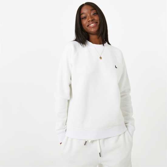 Jack Wills Astbury Raglan Crew Sweatshirt Vintage White - Дамски суичъри и блузи с качулки