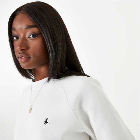 Jack Wills Astbury Raglan Crew Sweatshirt Vintage White - Дамски суичъри и блузи с качулки