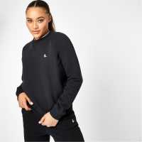 Jack Wills Astbury Raglan Crew Sweatshirt Черно Дамски суичъри и блузи с качулки