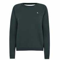 Jack Wills Astbury Raglan Crew Sweatshirt Тъмно зелено Дамски суичъри и блузи с качулки