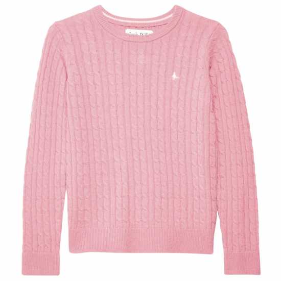 Jack Wills Tinsbury Merino Wool Blend Cable Knitted Jumper Women Розово Дамски пуловери и жилетки