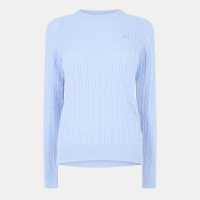 Jack Wills Tinsbury Merino Wool Blend Cable Knitted Jumper Women Светло синьо 