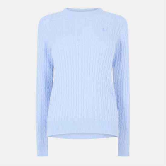 Jack Wills Tinsbury Merino Wool Blend Cable Knitted Jumper Women Светло синьо 