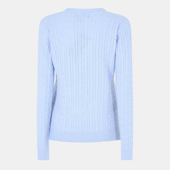 Jack Wills Tinsbury Merino Wool Blend Cable Knitted Jumper Women Светло синьо 