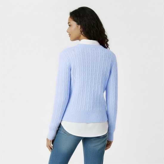 Jack Wills Jack Tinsbury Merino Wool Blend Cable Knitted Jumper Women Светло синьо 