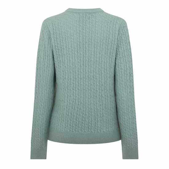 Jack Wills Tinsbury Merino Wool Blend Cable Knitted Jumper Women Ледено зелено Дамски пуловери и жилетки