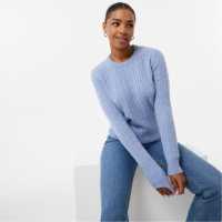 Jack Wills Tinsbury Merino Wool Blend Cable Knitted Jumper Soft Blue Дамски пуловери и жилетки