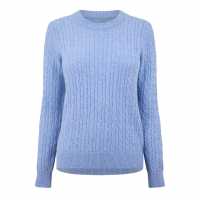Jack Wills Tinsbury Merino Wool Blend Cable Knitted Jumper Women Меко синьо Дамски пуловери и жилетки