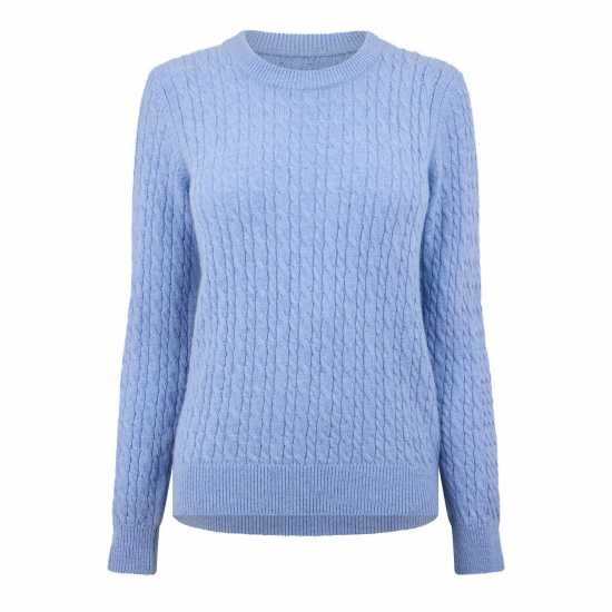 Jack Wills Tinsbury Merino Wool Blend Cable Knitted Jumper Women Меко синьо Дамски пуловери и жилетки