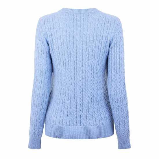 Jack Wills Tinsbury Merino Wool Blend Cable Knitted Jumper Women Меко синьо Дамски пуловери и жилетки