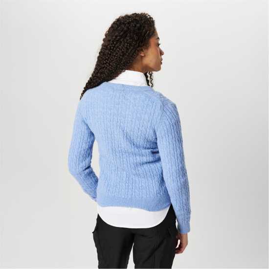 Jack Wills Tinsbury Merino Wool Blend Cable Knitted Jumper Women Меко синьо Дамски пуловери и жилетки