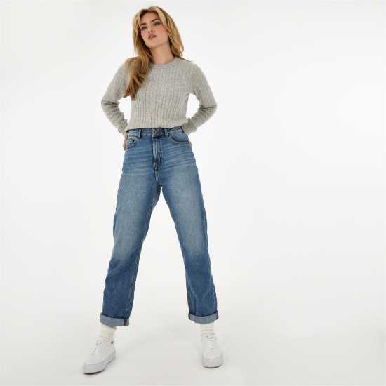 Jack Wills Tinsbury Merino Wool Blend Cable Knitted Jumper Women Сив марл Дамски пуловери и жилетки