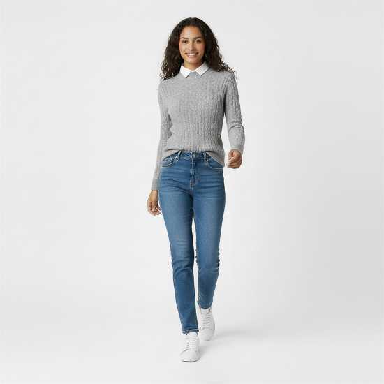 Jack Wills Jack Tinsbury Merino Wool Blend Cable Knitted Jumper Women Сив марл Jack Wills Jack Tinsbury Merino Wool Blend Cable Knitted Jumper Women Сив марл