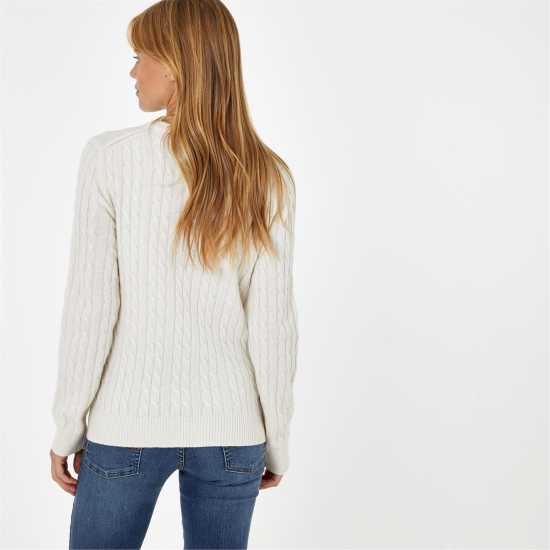 Jack Wills Tinsbury Merino Wool Blend Cable Knitted Jumper Women Винтажна бяла Дамски пуловери и жилетки