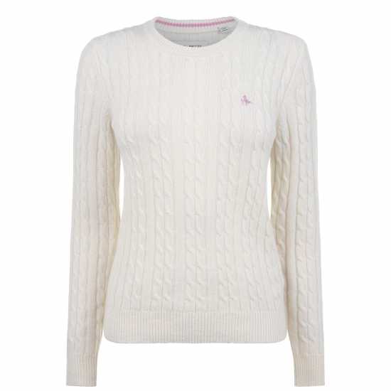 Jack Wills Tinsbury Merino Wool Blend Cable Knitted Jumper Women Винтажна бяла Дамски пуловери и жилетки