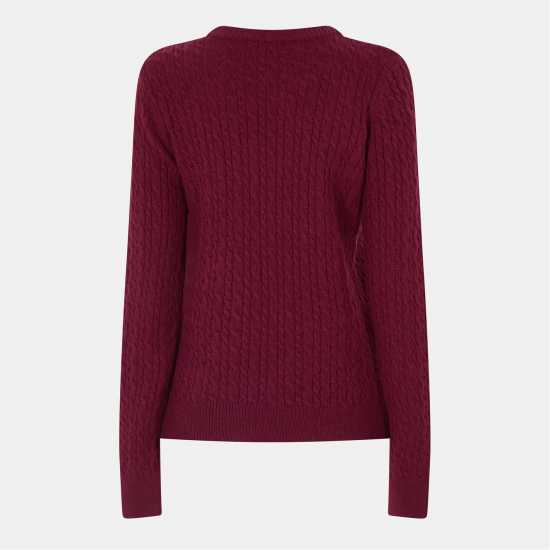 Jack Wills Tinsbury Merino Wool Blend Cable Knitted Jumper Women Бордово Jack Wills Tinsbury Merino Wool Blend Cable Knitted Jumper Women Бордово