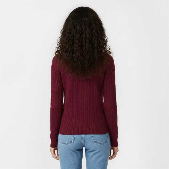Jack Wills Jack Tinsbury Merino Wool Blend Cable Knitted Jumper Women Бордово 