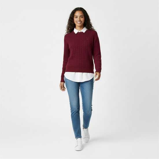 Jack Wills Jack Tinsbury Merino Wool Blend Cable Knitted Jumper Women Бордово 