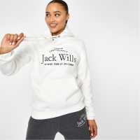 Jack Wills Hunston Graphic Logo Hoodie Vintage White Дамски суичъри и блузи с качулки