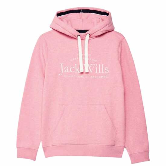 Jack Wills Hunston Graphic Logo Hoodie Меко розово Дамски суичъри и блузи с качулки
