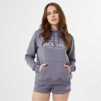 Jack Wills Hunston Graphic Logo Hoodie Dusky Blue Дамски суичъри и блузи с качулки