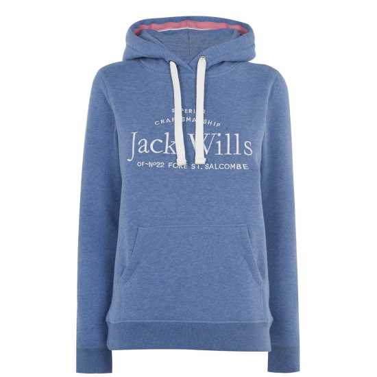 Jack Wills Hunston Graphic Logo Hoodie Меко синьо Дамски суичъри и блузи с качулки