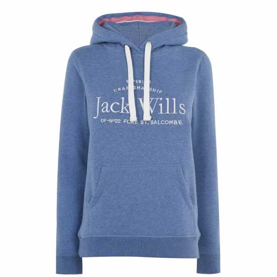 Jack Wills Hunston Graphic Logo Hoodie Soft Blue Дамски суичъри и блузи с качулки